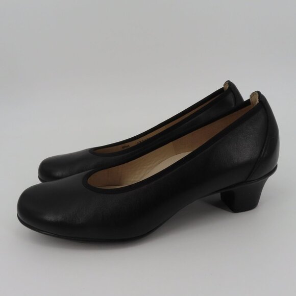 SAS MILANO Women 8.5 M Black Leather Round Toe Heels Pumps Shoes Made in USA - Picture 5 of 12